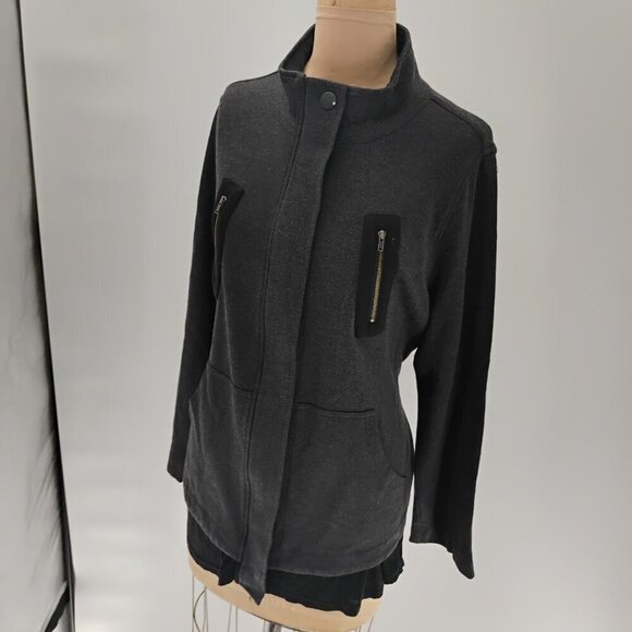 CABI Grey Black Mesh Back Jacket Love Carol Collection 3184 Women's Large - Picture 3 of 16